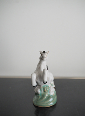 中古手绘马摆件陶制生肖马摆件