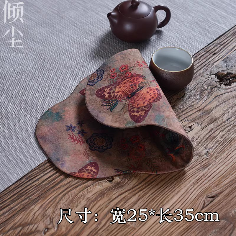 云纱茶席 壶垫干泡垫小型一人席 香席中式禅意防水茶巾茶桌布垫子 - 图0