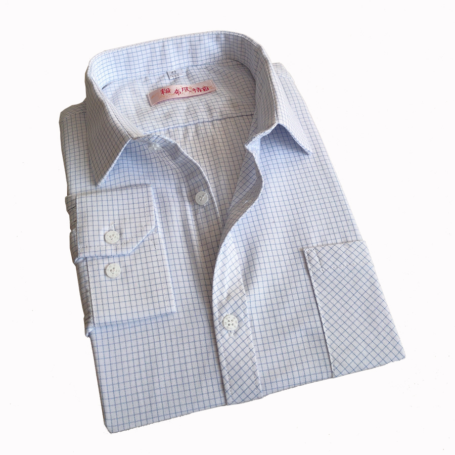 新款纯棉老粗布男士长袖衬衫格子上衣男款中年休闲百搭衬衣 - 图2