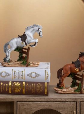 新款马年欧式树脂奔跑骏马摆件家居客厅办公桌面招财工艺品装饰品