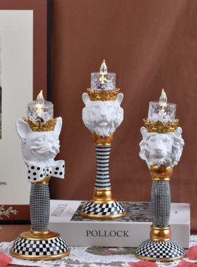 新款马赛克动物烛北欧现代摆件