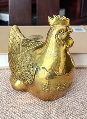 铜鸡摆件纯铜母鸡客厅纳财摆设