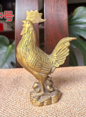 铜公鸡摆件黄铜福鸡玄关装饰安宅
