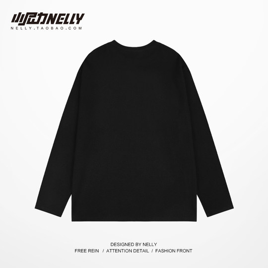 ins白色纯棉长袖T恤oversize男女薄款韩版宽松慵懒风休闲内搭上衣