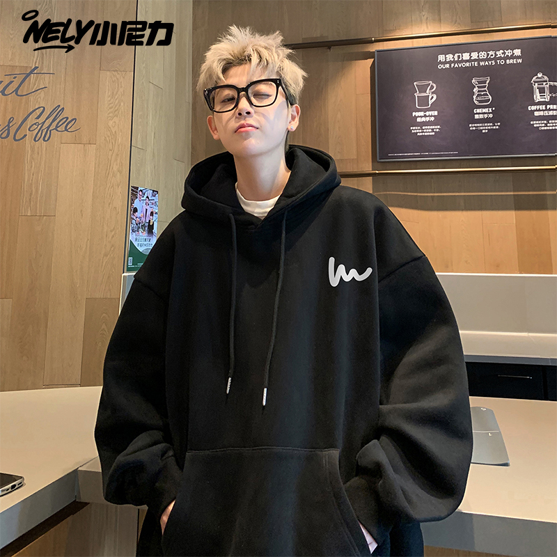 美式重磅卫衣男连帽春秋款2025新款青少年潮牌外套宽松大码上衣服 - 图0