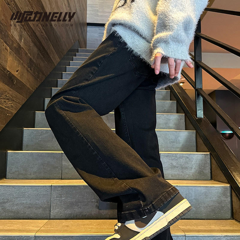 黑色牛仔裤男女春秋美式ins高街宽松百搭直筒裤复古简约情侣裤子,淘宝优惠券,粉丝福利购,淘宝优惠卷