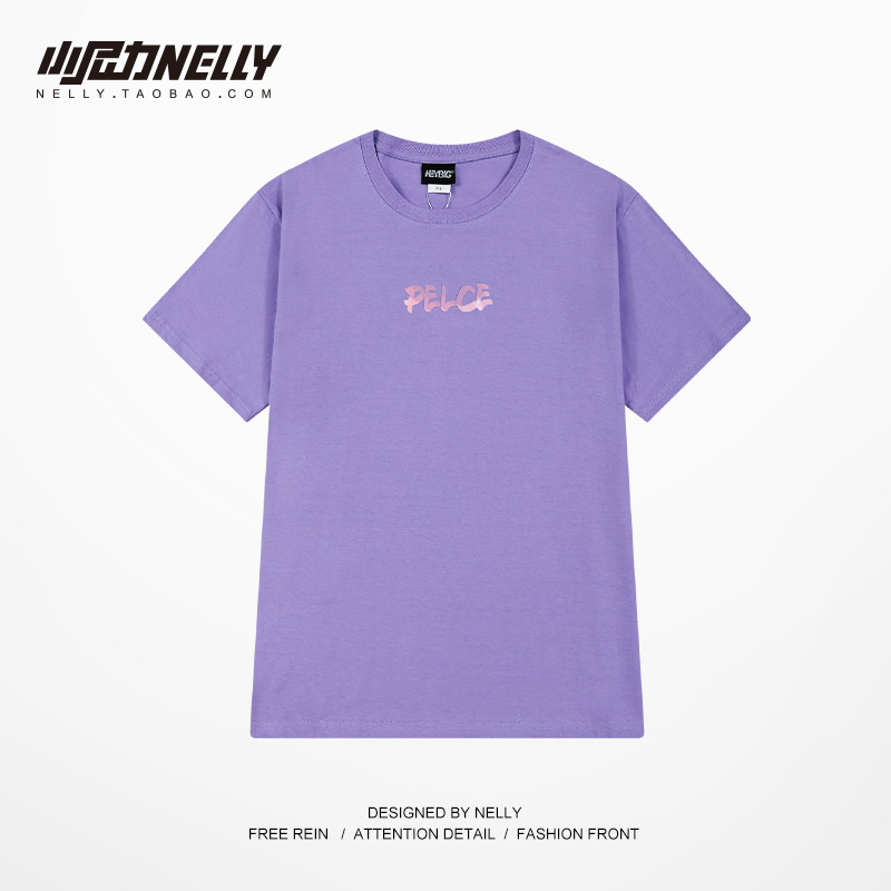 美式复古纯棉短袖t恤男夏季潮牌小众五分袖宽松嘻哈高街半袖体恤 - 图1