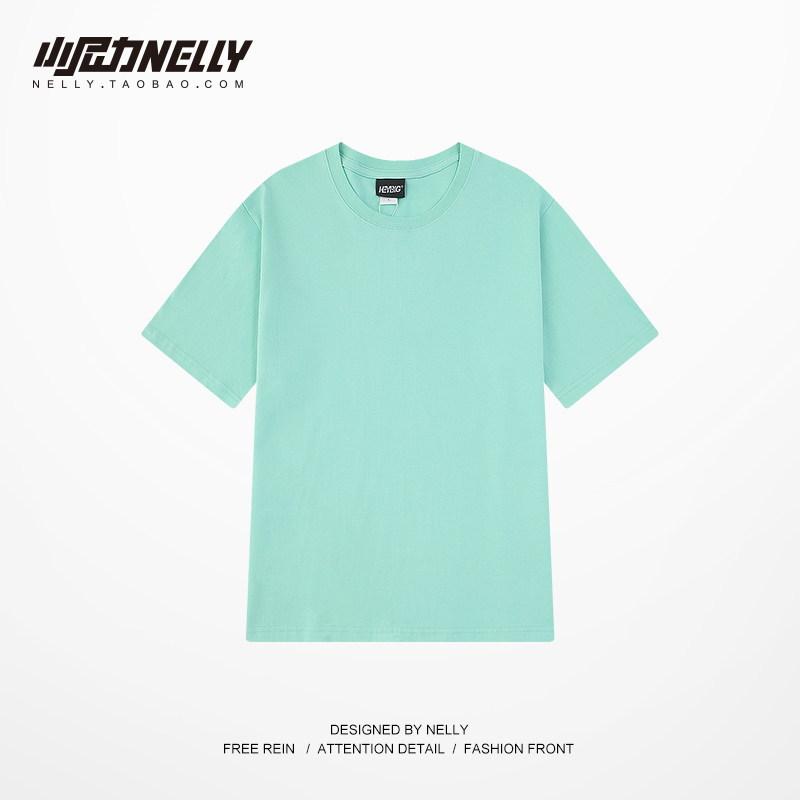 夏季新款重磅纯棉短袖t恤男女宽松百搭简约套头纯色上衣打底衫潮