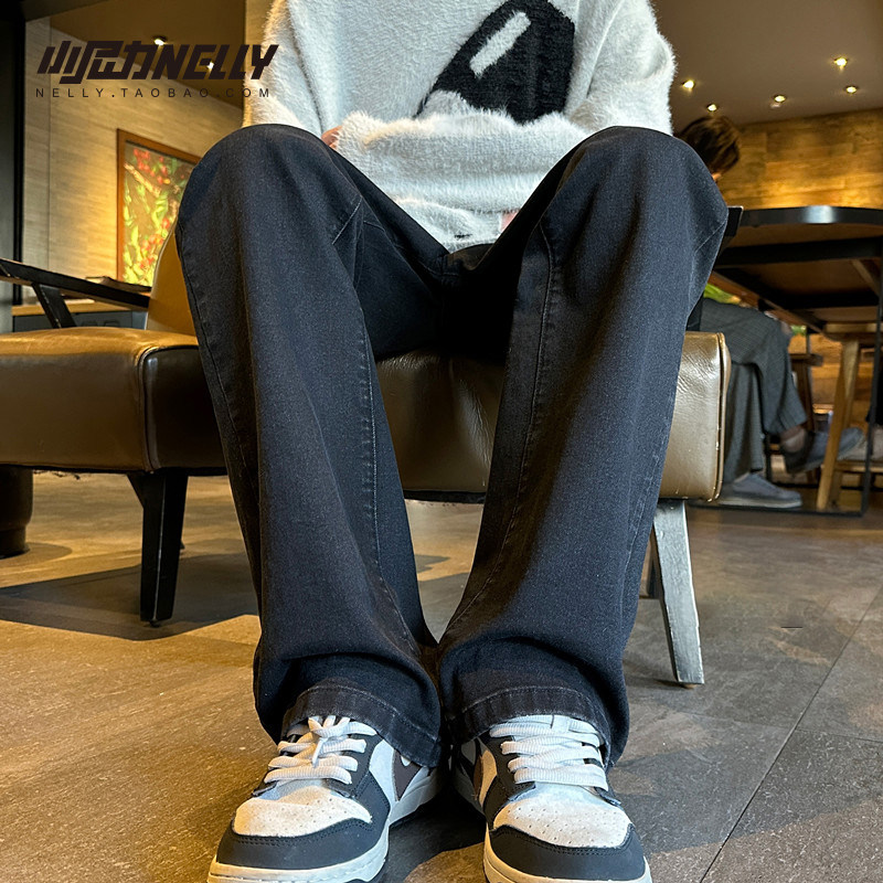 黑色牛仔裤男女春秋美式ins高街宽松百搭直筒裤复古简约情侣裤子,淘宝优惠券,粉丝福利购,淘宝优惠卷