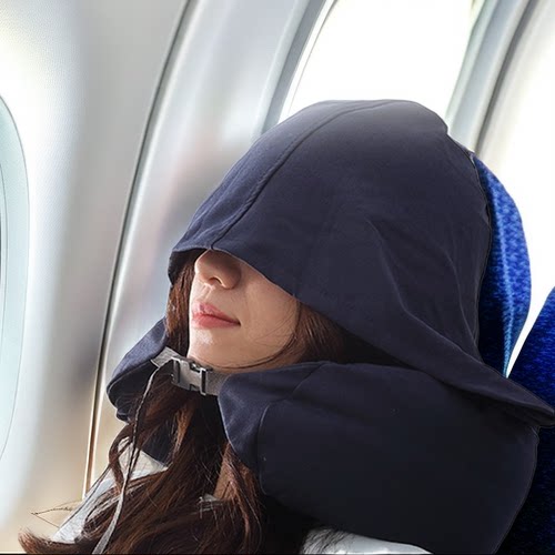 带帽子纯棉超轻U型枕颈椎枕靠枕护脖子垫枕头午休便携旅行枕腰靠 - 图0