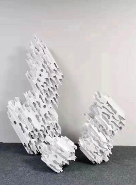 现代简约白色假山摆件