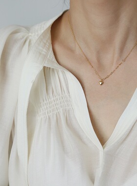 菱形链金属小桃心钛钢项链