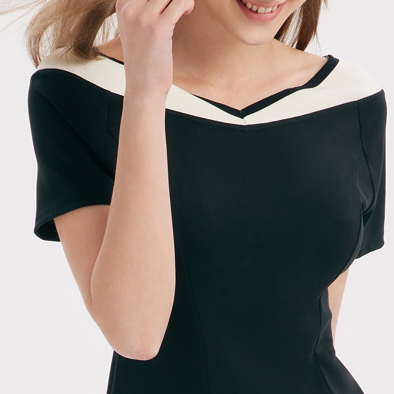 歌莉娅短袖连衣裙女秋季新款设计感气质通勤显瘦V领裙子1A7R4H0R0 - 图3