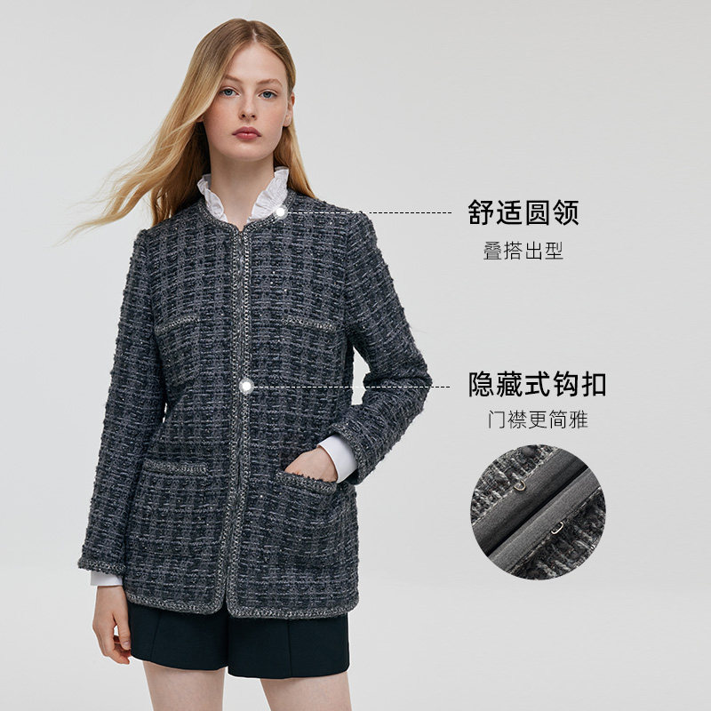 首降5折|歌莉娅小香风外套女秋季穿搭新款羊毛独特外搭上衣,淘宝优惠券,粉丝福利购,淘宝优惠卷
