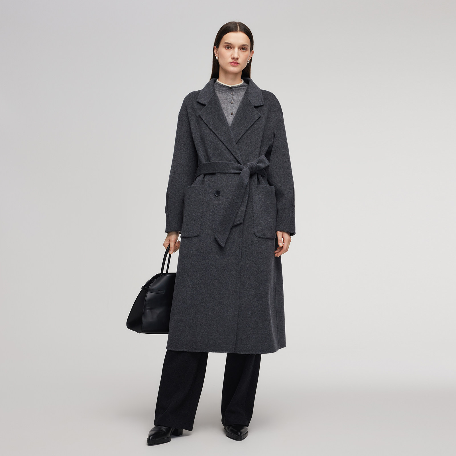 首降|歌莉娅全羊毛大衣女冬季高知老钱风穿搭双面毛呢长款外套,淘宝优惠券,粉丝福利购,淘宝优惠卷