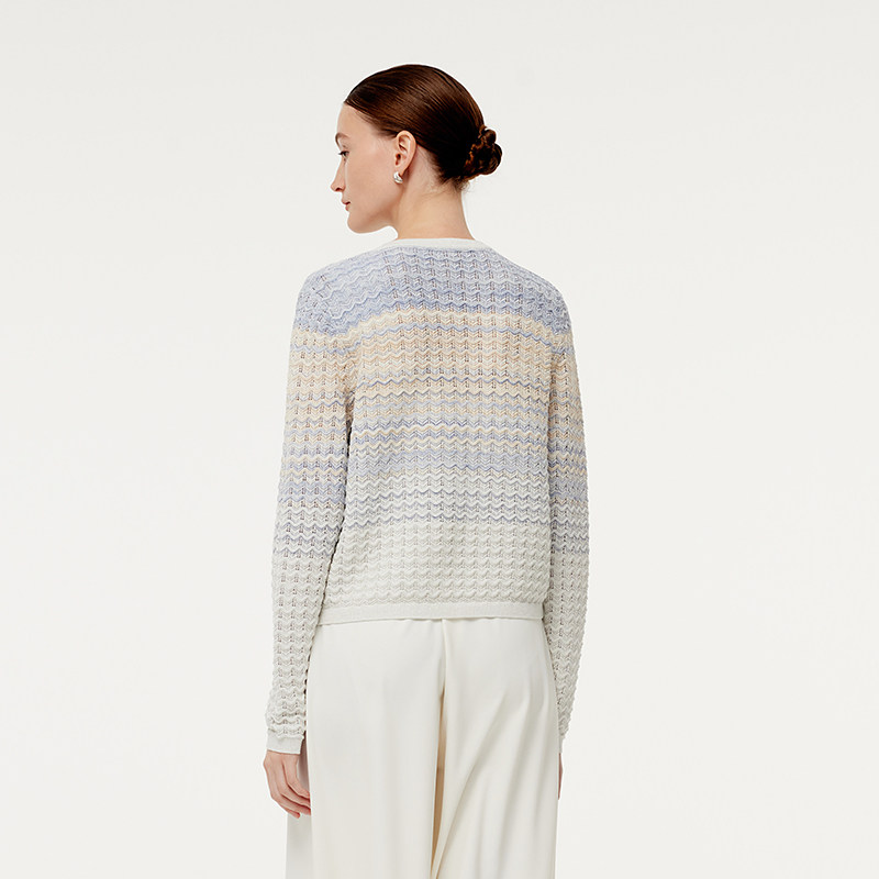 歌莉娅针织开衫女2025春季新款渐变设计航海系穿搭条纹短外套,淘宝优惠券,粉丝福利购,淘宝优惠卷