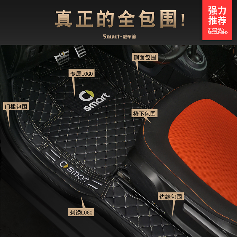 适用奔驰smart全包围脚垫精灵一号三号#1#3fortwo453 451丝圈脚垫 - 图3