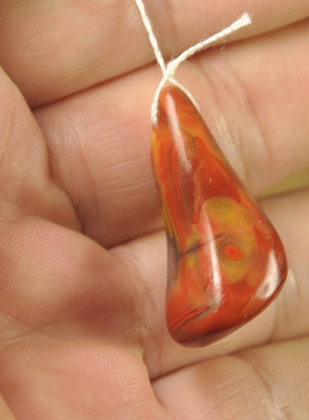 天然北票战国红缟玛瑙鸡油随型