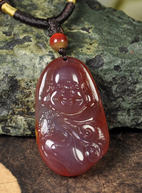 紫罗兰玛瑙弥勒佛雕件吊坠