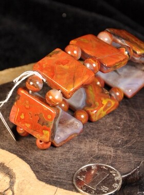 同料北票战国红缟玛瑙大手排手串