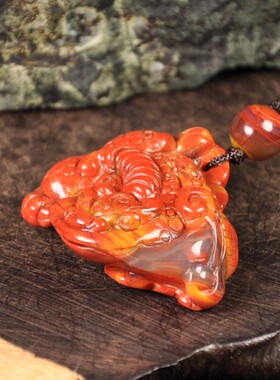 缟玛瑙招财金蟾毛衣链挂件吊坠