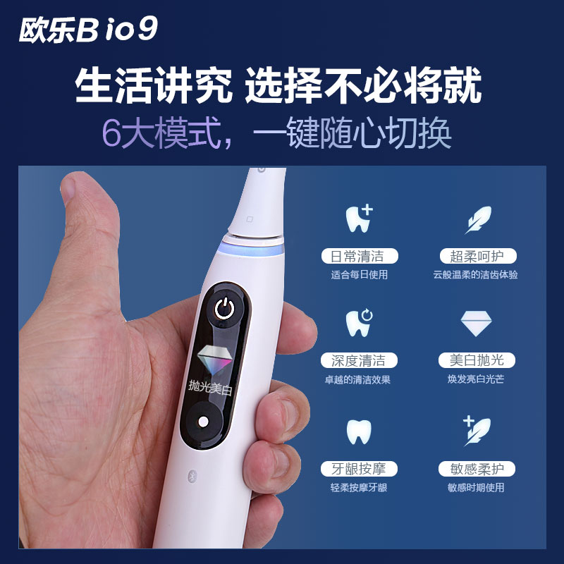 OralB/欧乐B德国进口电动牙刷3D声波充电式男女智能蓝牙云感io9/7-图0