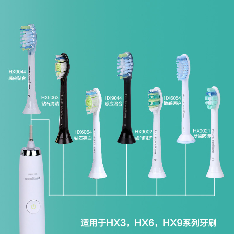 飞利浦电动牙刷钻石刷头通用hx9360/6730/6063/6013替换头9352/72-图1