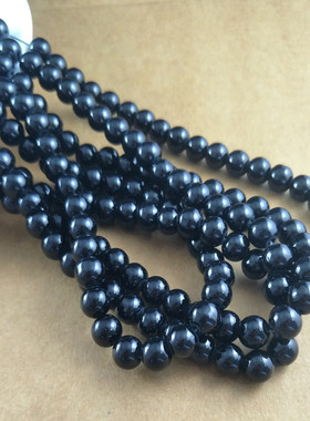 4mm12毫米黑色玻璃仿珍珠散珠子DIY饰品项链手链耳环挂件手工串珠