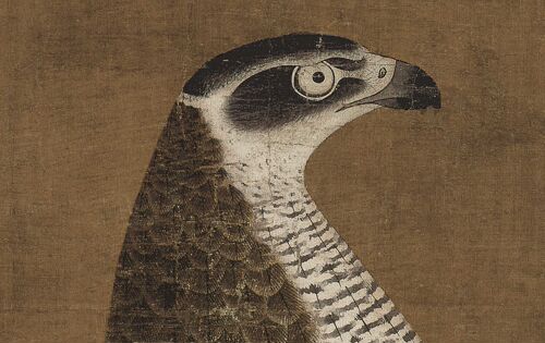 1:1元张舜咨 鹰桧图柏鹰图雄鹰老鹰古画国画高清微喷复制临摹范本 - 图1