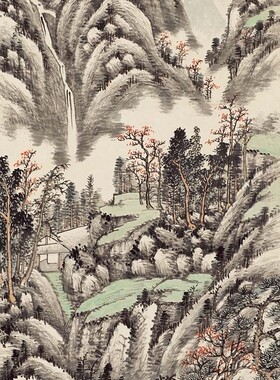 张俊 春夏秋冬山水四条屏国画水墨山水画高清喷绘临摹客厅装饰画