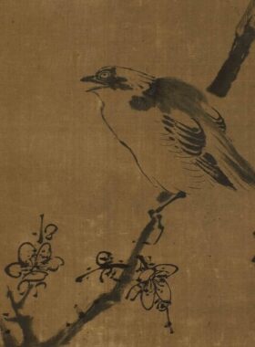 新品1:1明 塘案梅雀 花卉画卷仿古字画高清微喷复制临摹范本