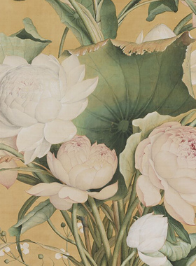 1:1清代 郎世宁 聚瑞图花瓶花卉国画装饰画高清喷绘复制临摹