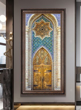 大幅摩洛哥建筑装饰画高档酒店家居玄关过道墙面壁画民宿餐厅挂画