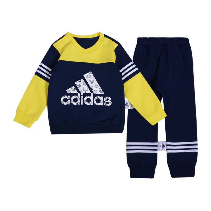 Adidas Boys and Girls' Set 2020 Summer New Round Neck Sweater Sportswear Casual Pants FM9677