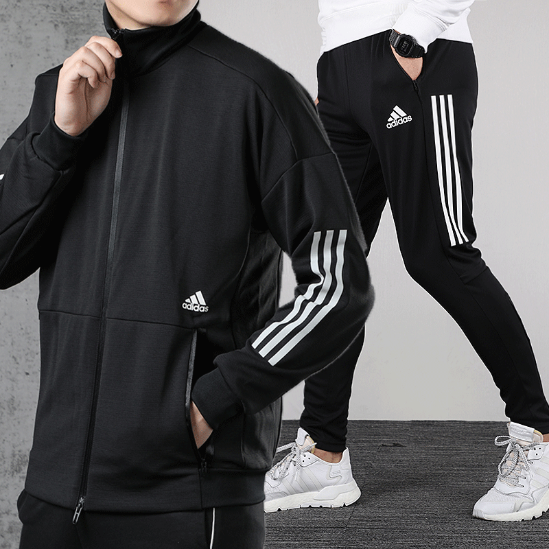 Adidas official website set men's 2020 summer sportswear stand up collar jacket jacket casual breathable pants