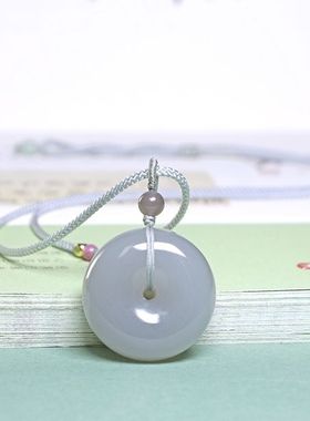 天然和田玉烟紫平安扣吊坠女款玉佩玉石项链玉器单坠护身符挂件