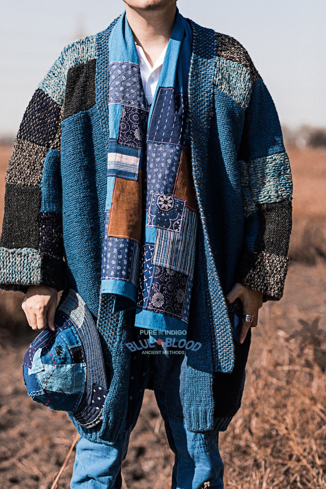 blue blood原创设计拼布蓝染布boro渔夫帽 indigo fisherman hat