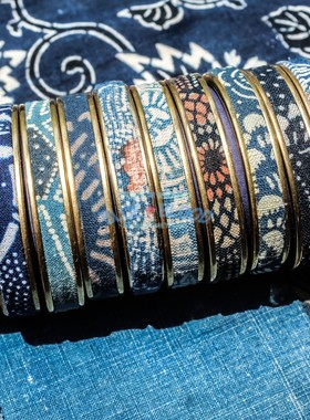 日本型染古布手镯BLUEBLOOD复古