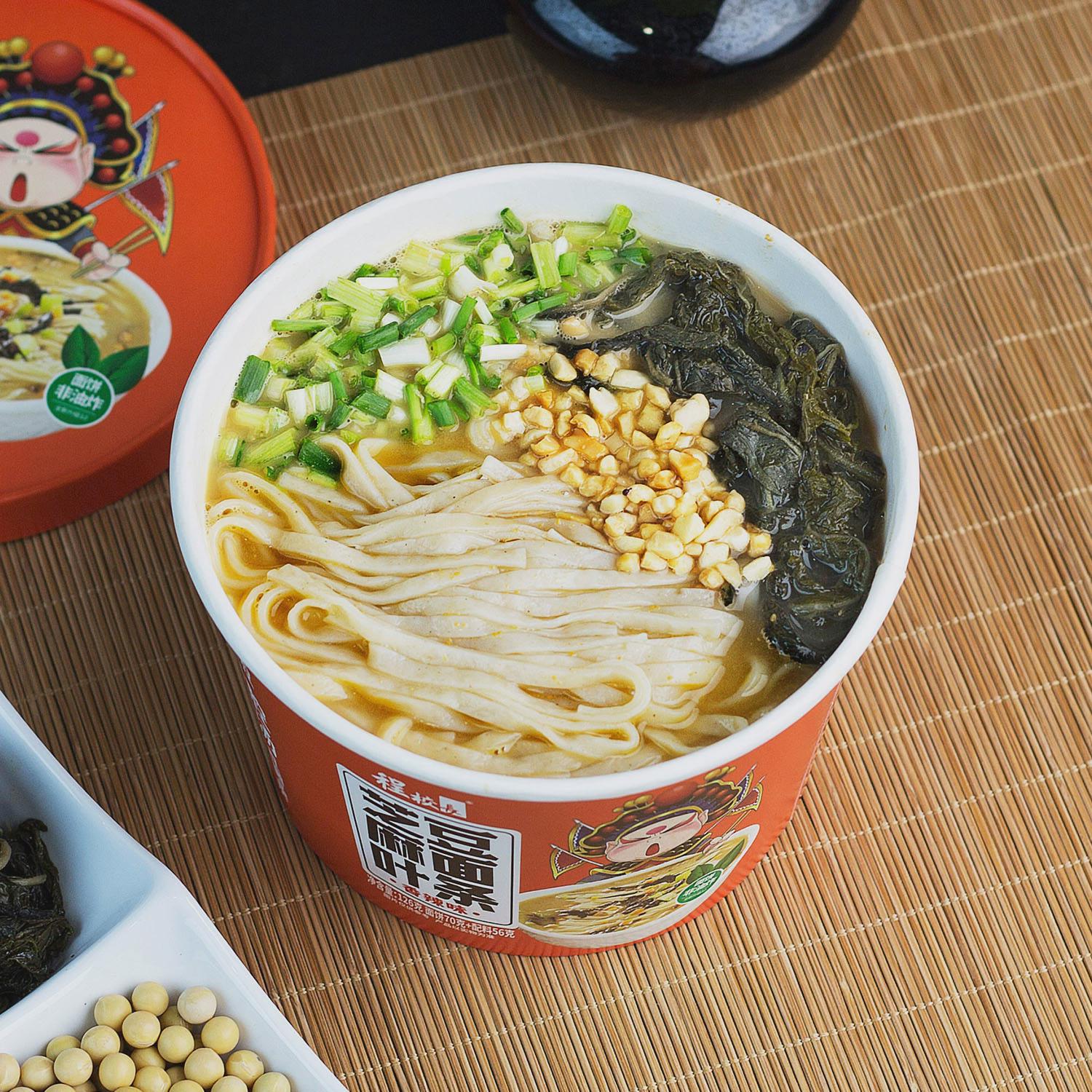 新货程校长芝麻叶豆面条桶装河南特色免煮泡面方便面香辣味非油炸 - 图2
