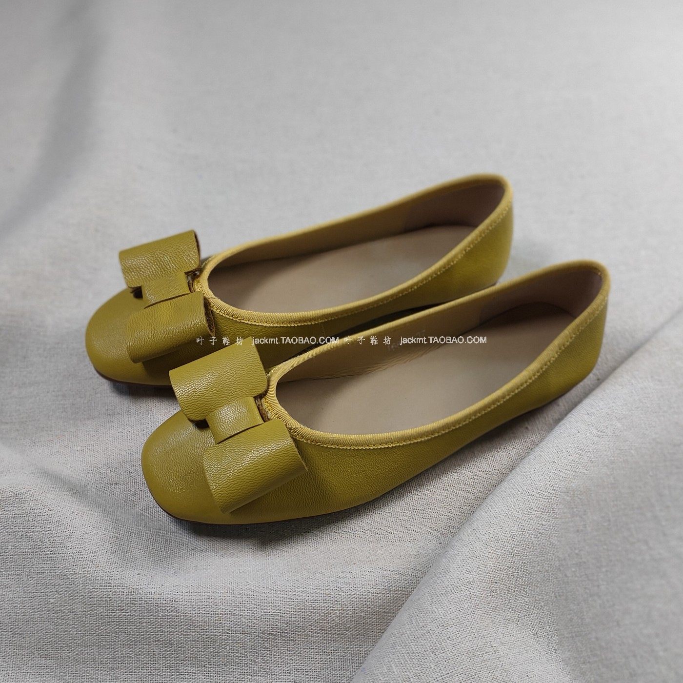 仅3对~纯原！比球鞋还舒服~显瘦黄色羊皮优雅蝴蝶结芭蕾舞平底鞋,淘宝优惠券,粉丝福利购,淘宝优惠卷
