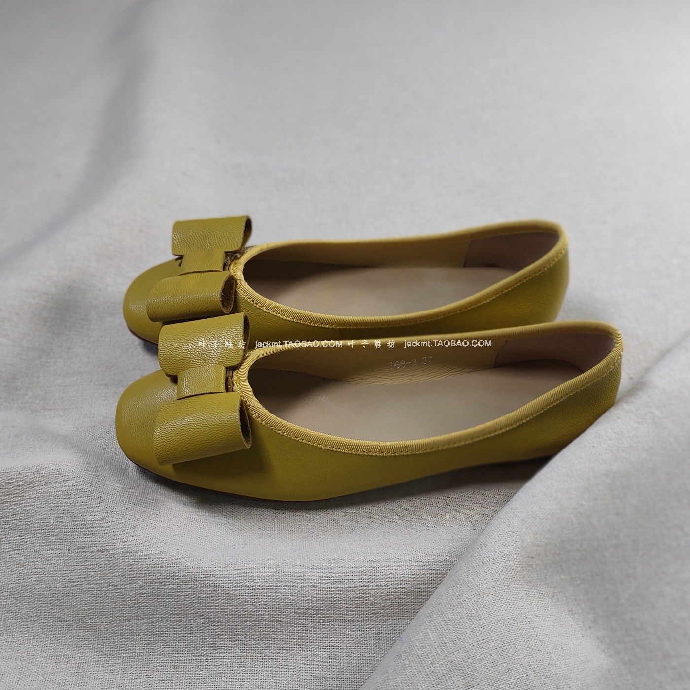 仅3对~纯原！比球鞋还舒服~显瘦黄色羊皮优雅蝴蝶结芭蕾舞平底鞋,淘宝优惠券,粉丝福利购,淘宝优惠卷