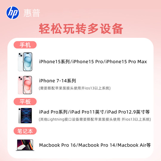 【全国补贴15%】惠普适用苹果iPhone16/17手机电脑1t固态移动硬盘