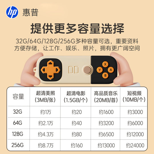 惠普正品128g大容量创意U盘办公女学生手机电脑两用优盘官方旗舰