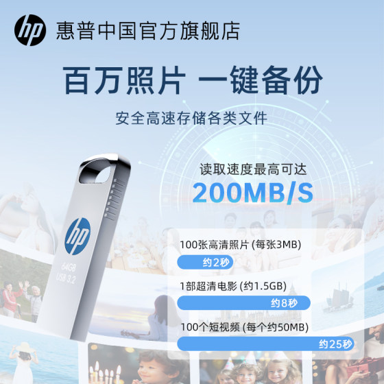 HP official genuine 128g metal large capacity USB flash drive