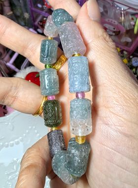 纯天然阿富汗篮西瓜碧玺回纹珠手链大颗粒蓝碧玺15mm-11mm-8mm