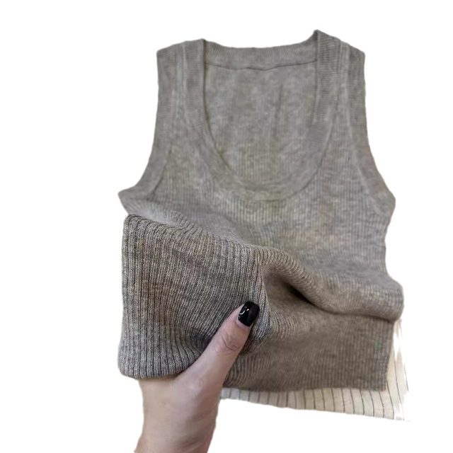 Early spring threaded knitted suspenders for women's summer clothing U-neck anti-exposure sleeveless vest top with base shirt outside