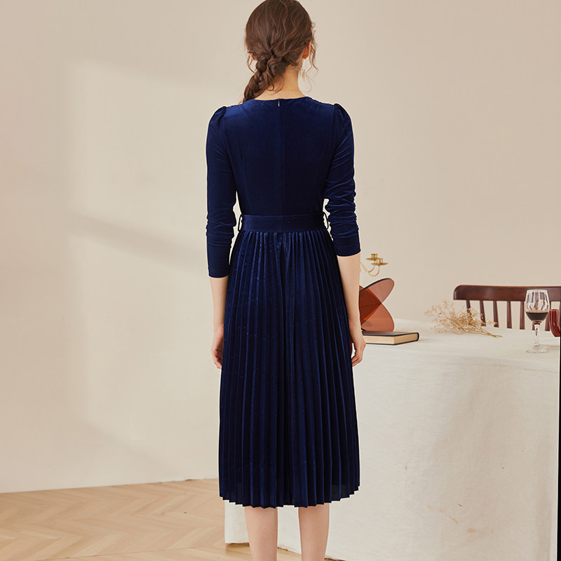 罗衣气质天鹅绒连衣裙2020百褶裙 罗衣连衣裙