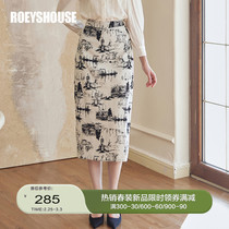 Rocoat Retro Printed Bag Hip Half Body Dress Woman 2024 Spring Dress New Jacquard Pendant Sense for a long dress 09217