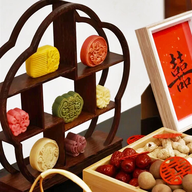 井字糕点盘家用结婚糕点盘中式婚礼专用定婚点心盘摆件订婚喜饼盘
