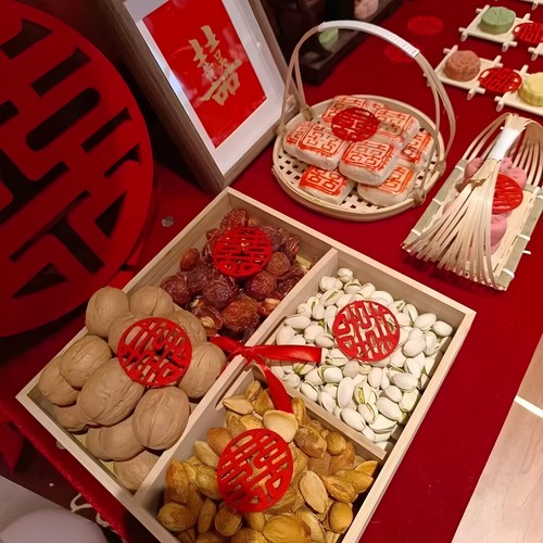 订婚摆件早生贵子干果包组合红枣花生桂圆莲子干果盒结婚布置摆盘 - 图3